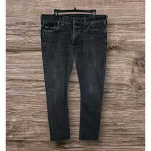 True Religion Ricky Relaxed Straight Flap Denim Black Jeans Men's 38x32 Made USA